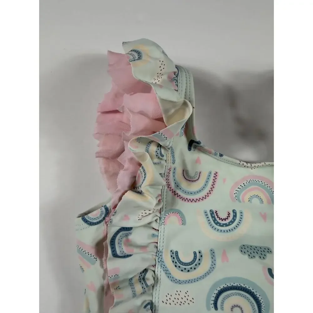 RuffleButts Rainbow Print Ruffle One-Piece Swimsuit size 4